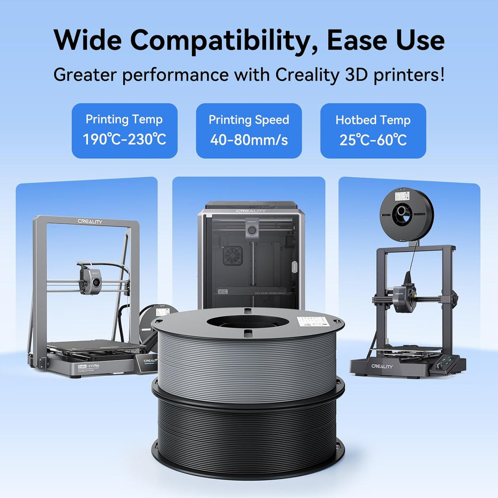 Creality 2kg Black & White PLA 1.75mm Filament Bundle for 3D Printing with
