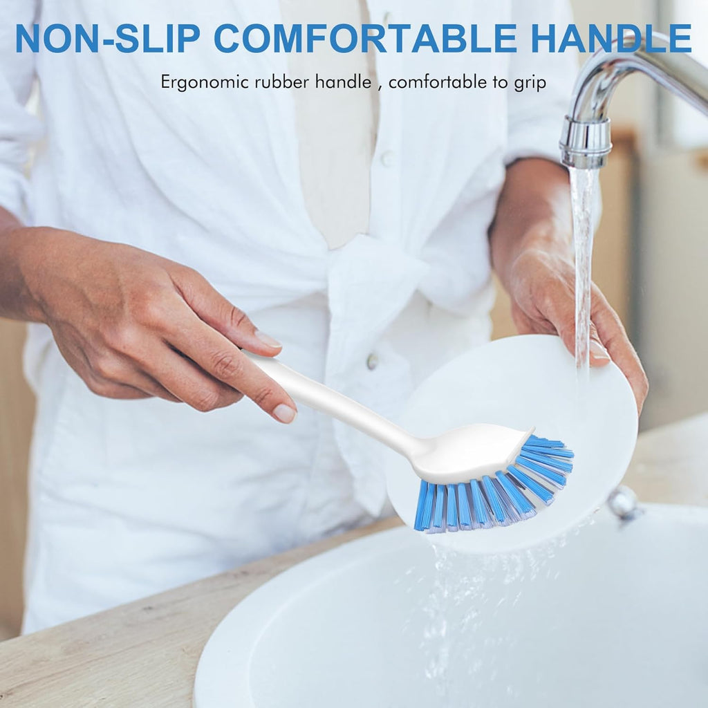 SetSail Dish Brush with Handle, 2 Pack Stiff Bristles Dish Scrubber with