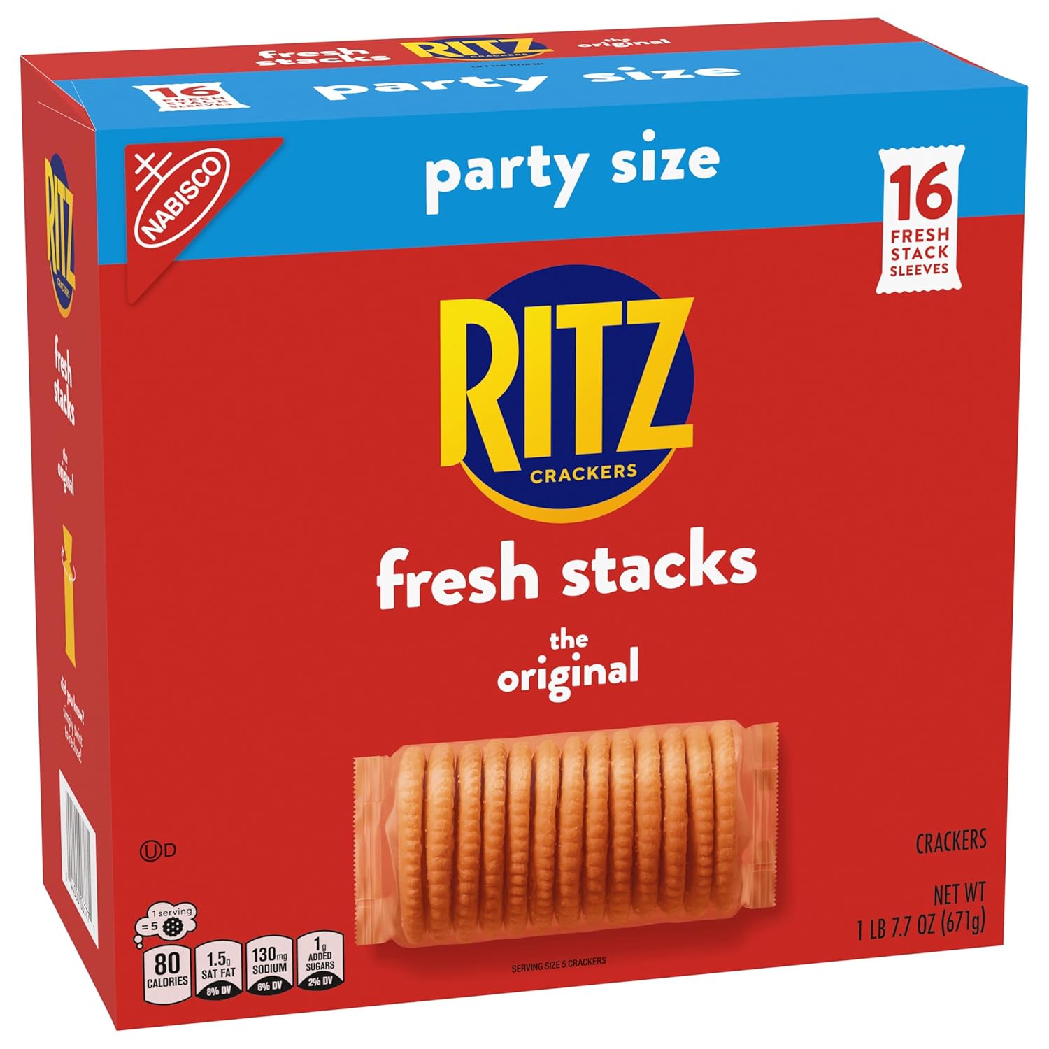 RITZ Fresh Stacks Original Crackers, Party Size, Travel Snacks, 23.7 oz (16