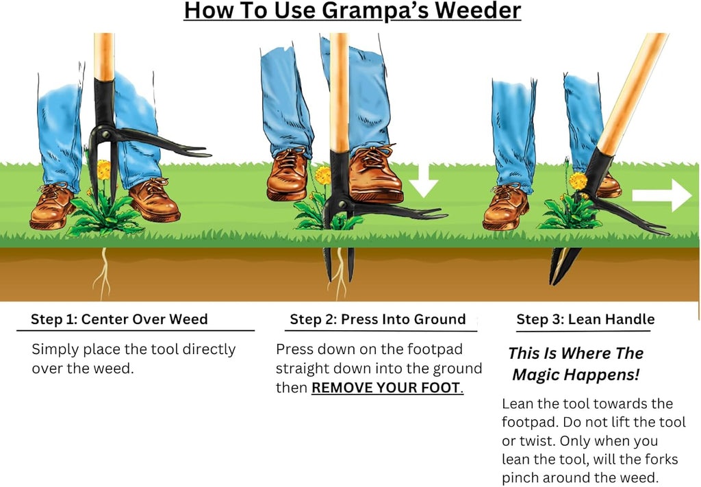 Grampa's Weeder - The Original Stand Up Weed Puller Tool with Long Handle