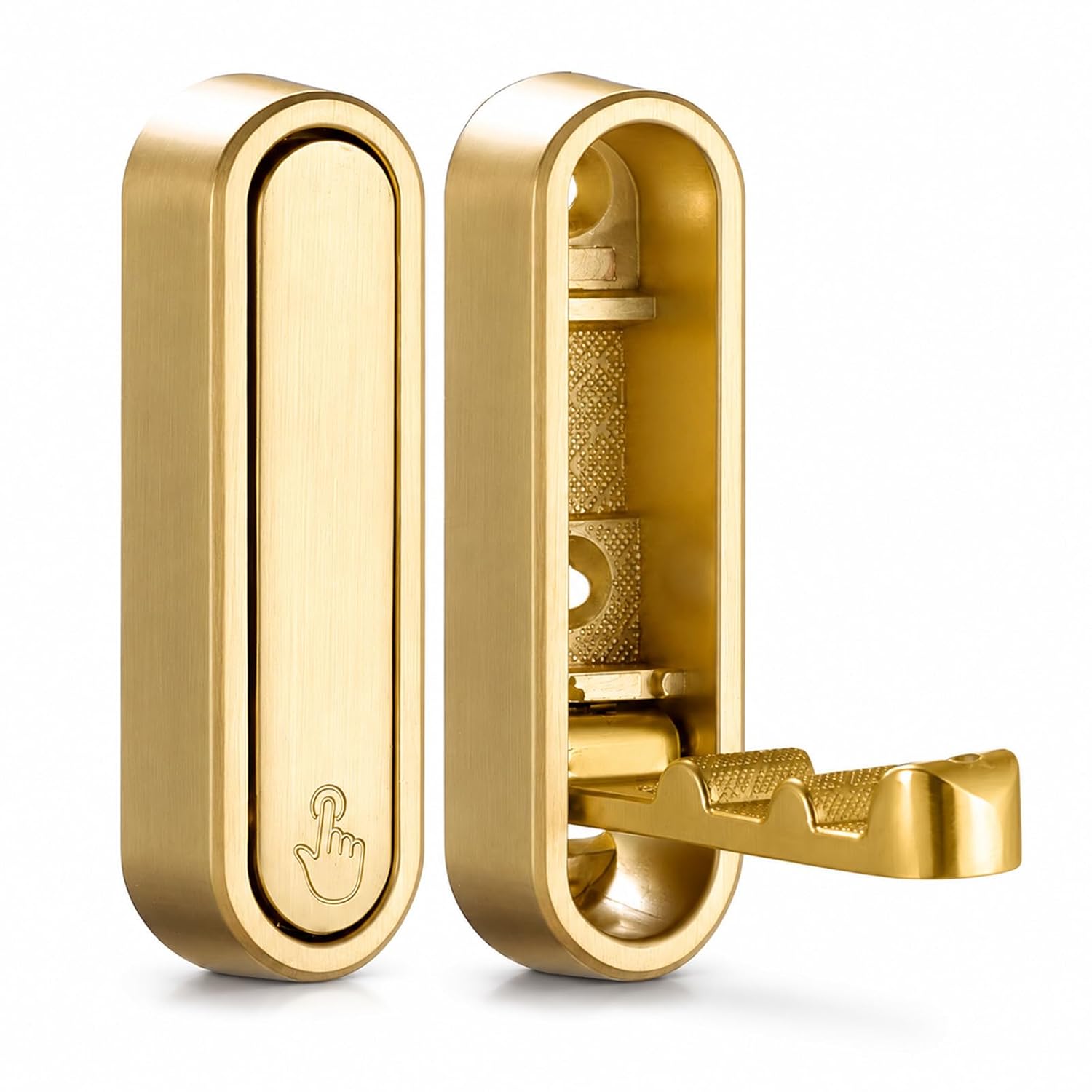 Folding Wall Hooks, 2 Pack Gold Heavy Duty Coat Hooks, Screw Mounted | Zinc Alloy Foldable Hooks, Hold up to 44 lbs, 90° Fold-Down Design for Clothes, Towels, Bags and Keys