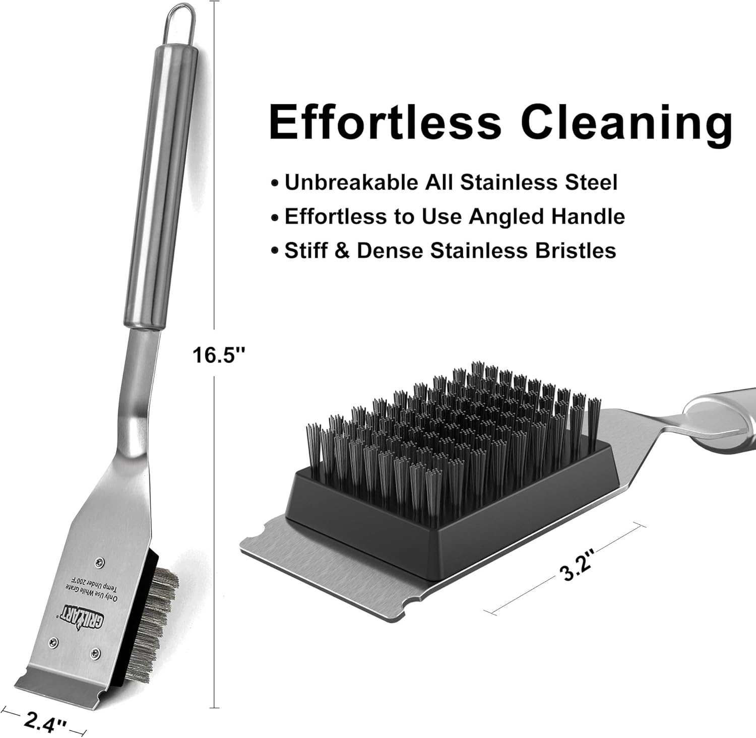 GRILLART Grill Brush and Scraper, Wire BBQ Grill Brush for Outdoor Grill, 16.5‰۝ Grill Cleaning Brush BBQ Grill Accessories, Safe Grill Cleaner Brush-Ideal Gift for Men/Dad BBQ Brush for Grill Cleaning