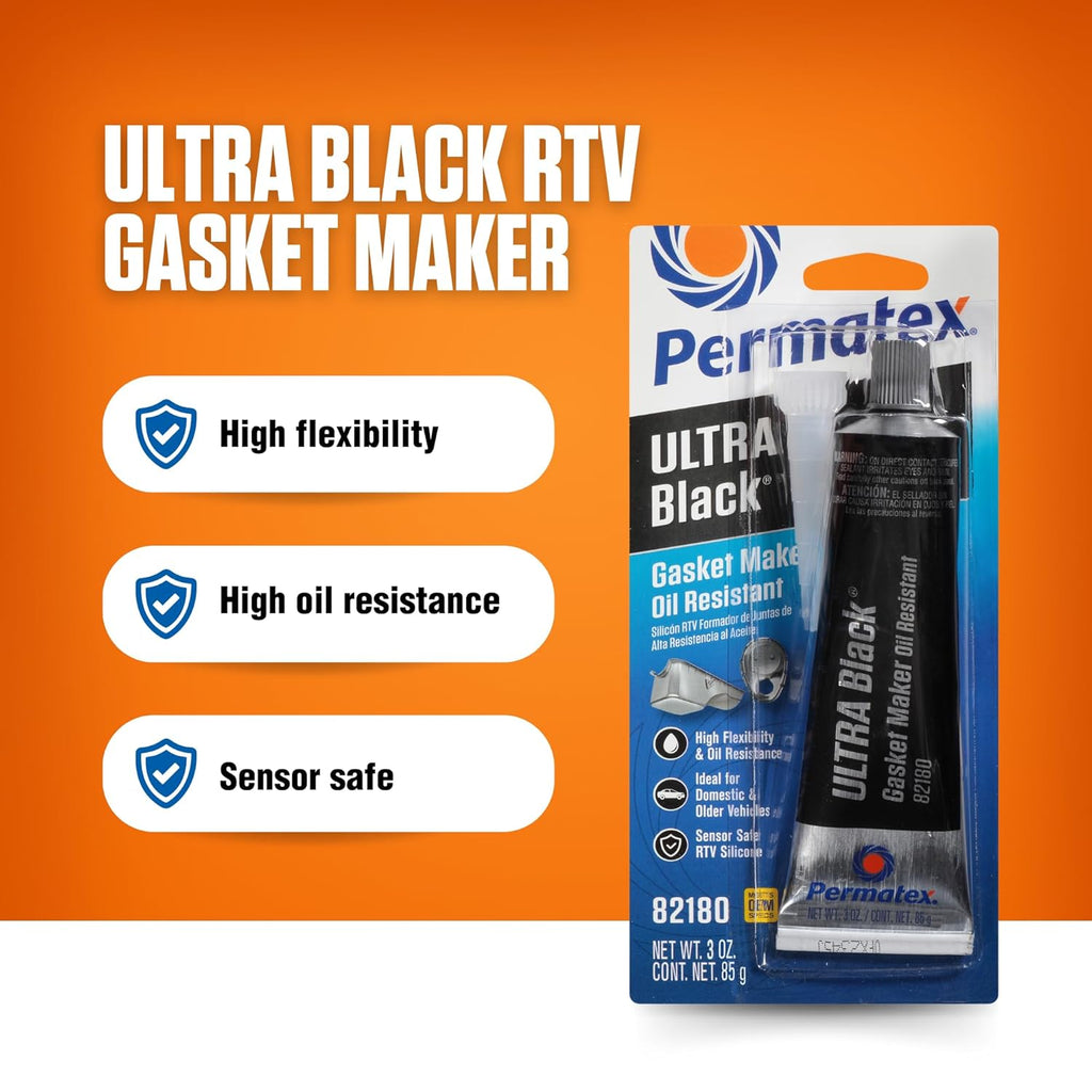 Permatex 82180 Ultra Black Maximum Oil Resistance RTV Silicone Gasket Maker