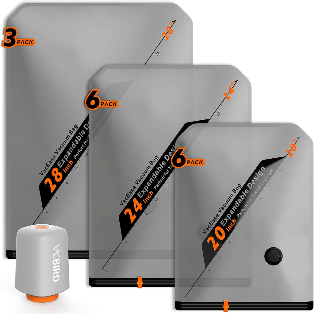Vacbird Rechargeable Wireless Pump Travel Storage Bags Set - Portable Space