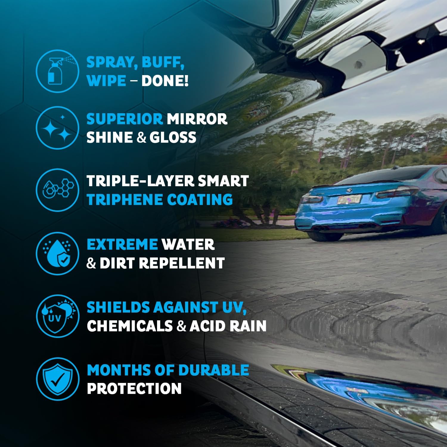 MAXLONE ‰ã¢ Car Spray with Tripheneå¨ Technology, Quick Spray & Wipe All Purpose Waterless Detailer - Clean, Shine, Protect Paint, Glass, Wheels, Trim Without Pre-Washing (2, 20oz w 4 Micro Fiber Cloth)