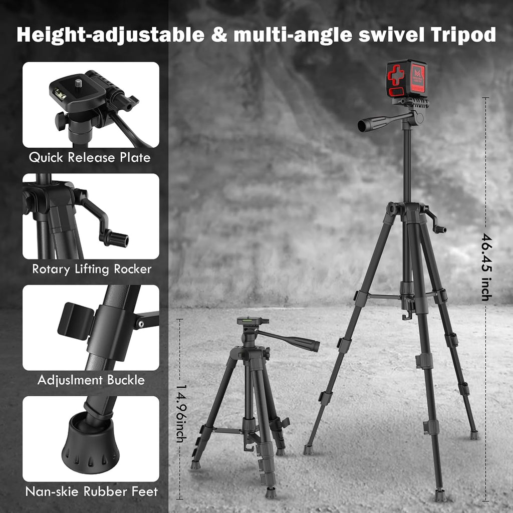Motovera Self Leveling Laser Level 100ft, Green Cross Line with Tripod, 4