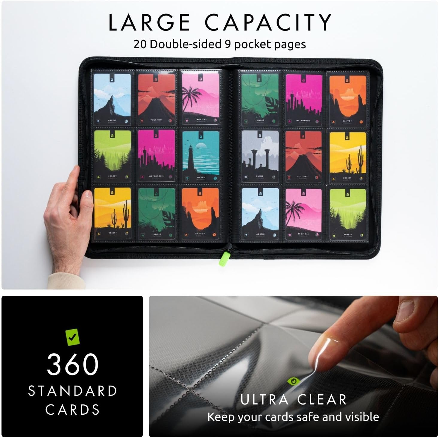 Vault X 9 Pocket Trading Card Zip Binder, 360 Cards, Premium Exo-Tec Album