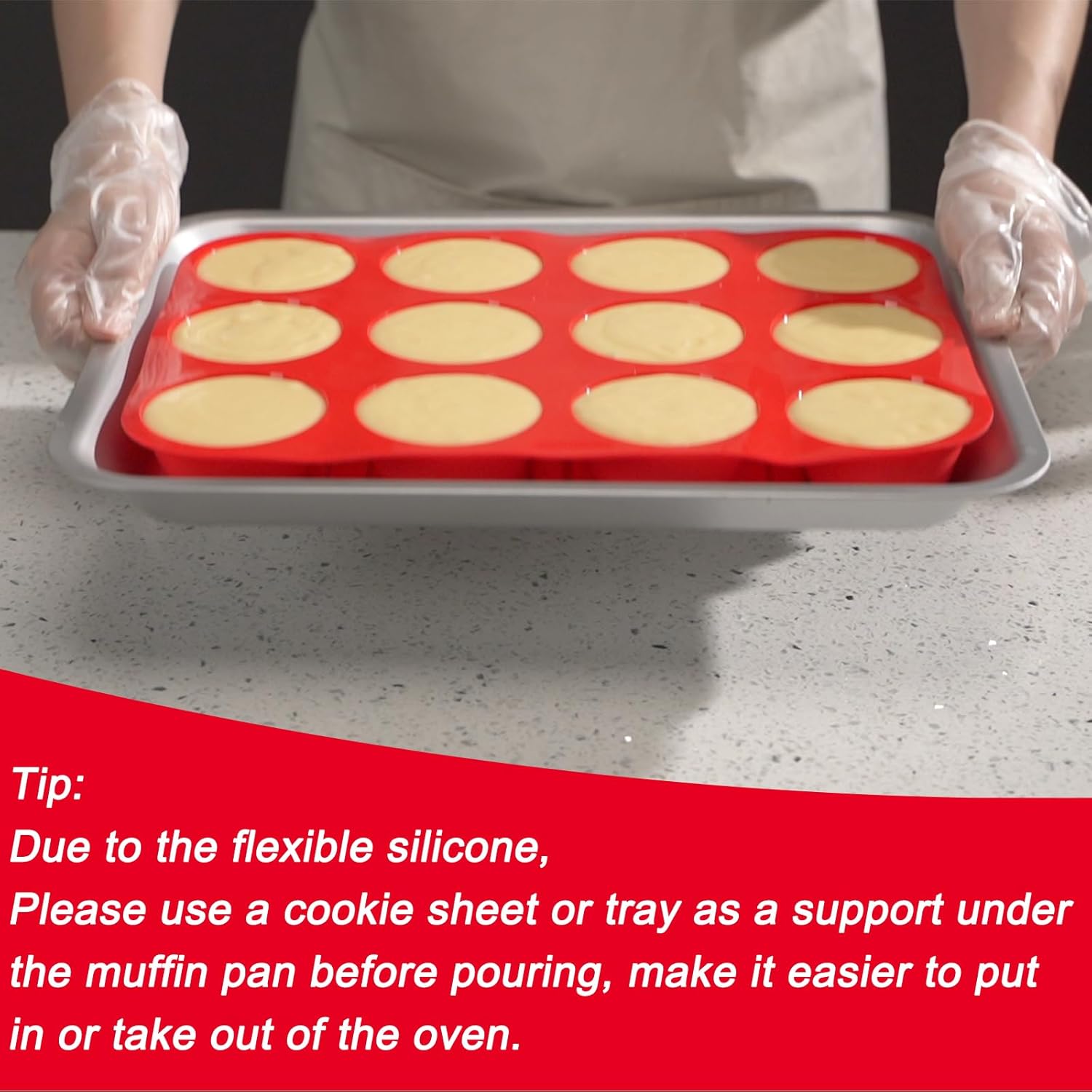 Redfly 2 Pack Silicone Muffin Pans for Baking & Cupcake Pan - 12 Cup Regular