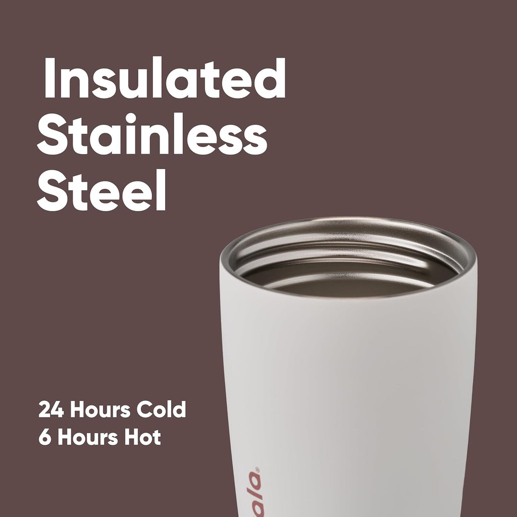 Owala SmoothSip Slider Insulated Stainless Steel Coffee Tumbler, Reusable Iced Coffee Cup, Hot Coffee Travel Mug, BPA Free 12 oz, Vanilla Bean
