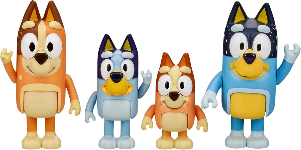Bluey Family Figure Pack of 4, Robust Poseable Character Toys with Bingo