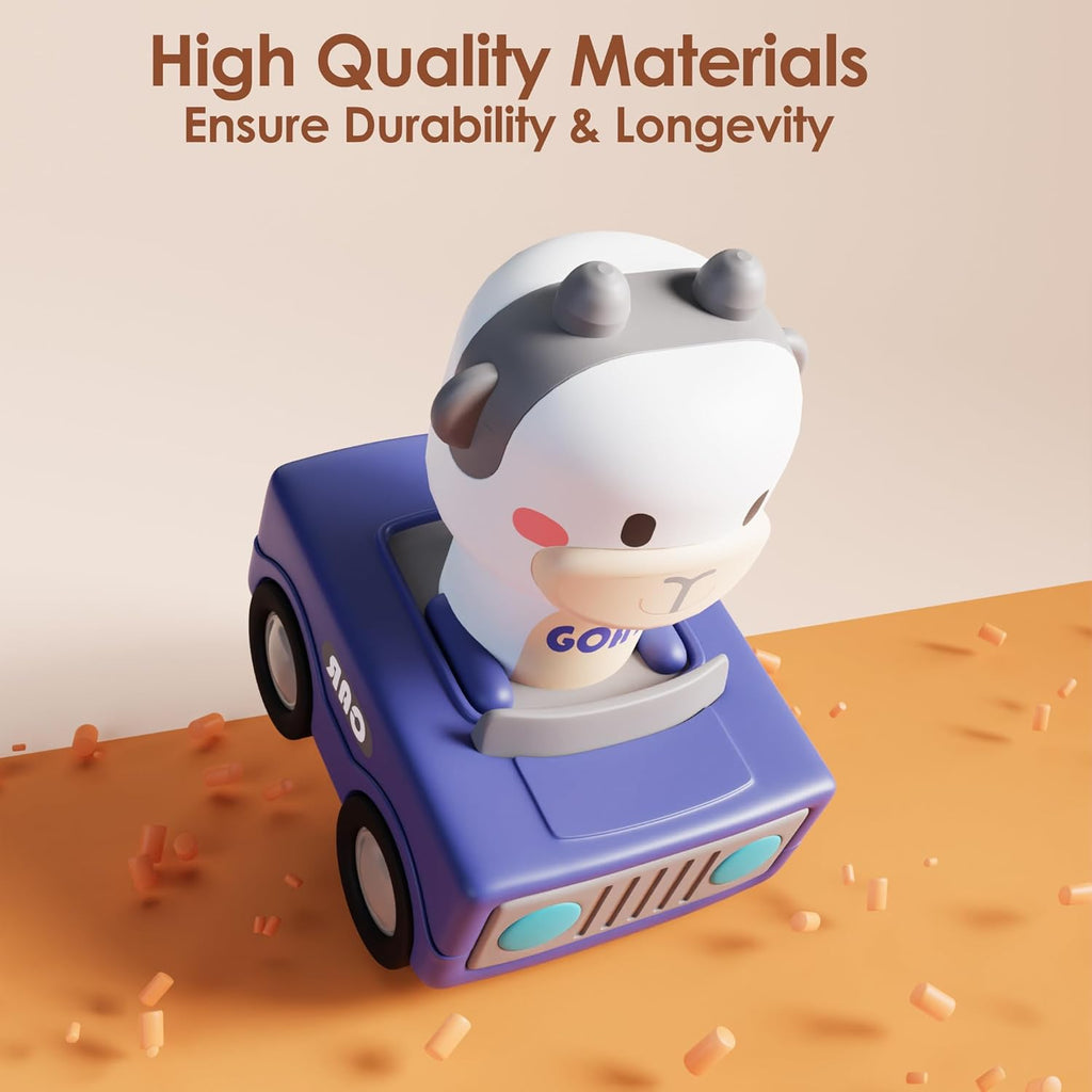 iPlay, iLearn Press to Go Car Toys for Toddlers 1-3, Baby Animal Racing Cars