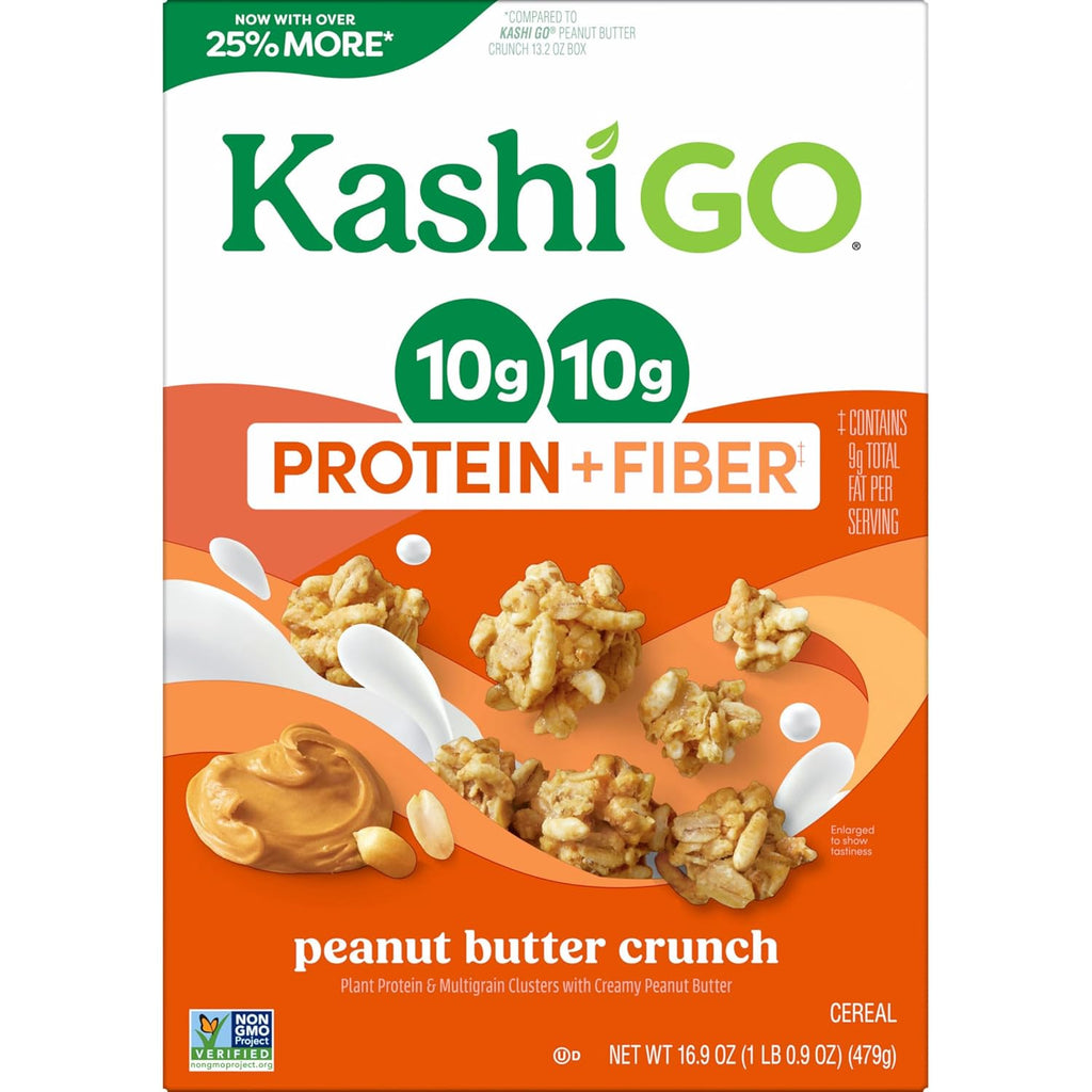 Kashi GO Protein Cereal, 10g Protein, 10g Fiber, Peanut Butter Crunch, 16.9oz