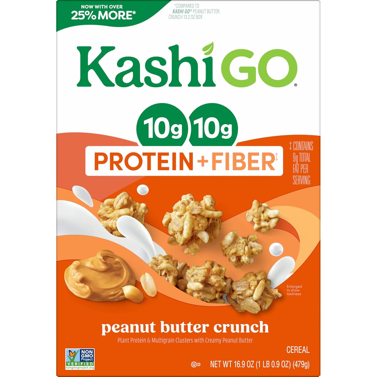 Kashi GO Protein Cereal, 10g Protein, 10g Fiber, Peanut Butter Crunch, 16.9oz