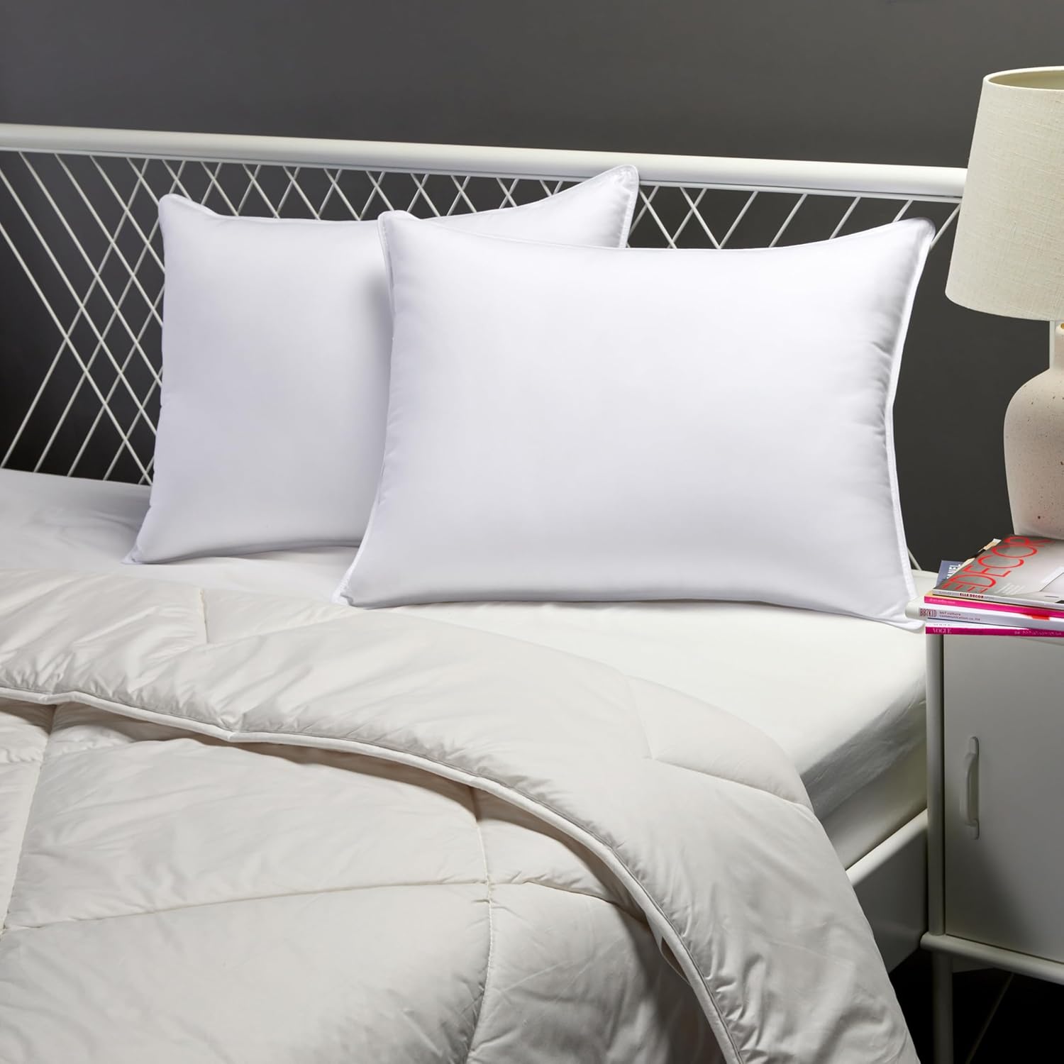 Amazon Basics Down Alternative Pillow for Back Side Sleepers, Medium Density