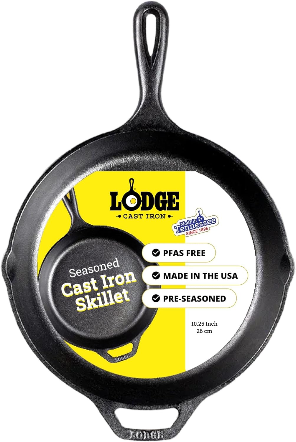 Lodge Seasoned Cast Iron Skillet - PFAS-Free, Non-Toxic Cookware - Use with