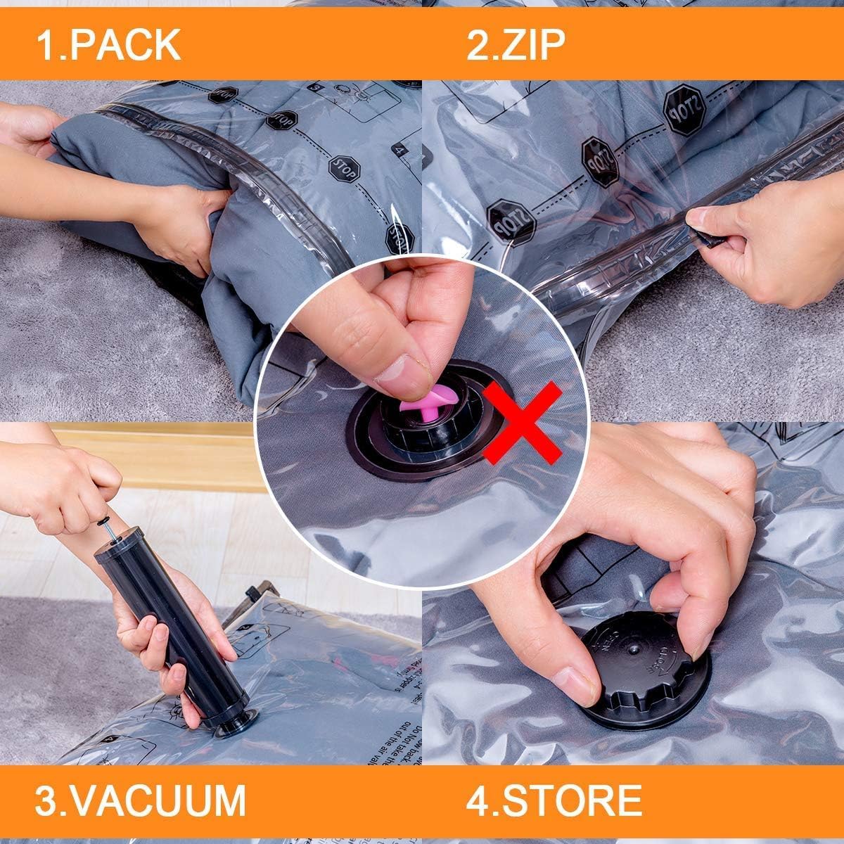 GONGSHI Vacuum Storage Bags, Space Saver Seal Bags For Clothing, Travel