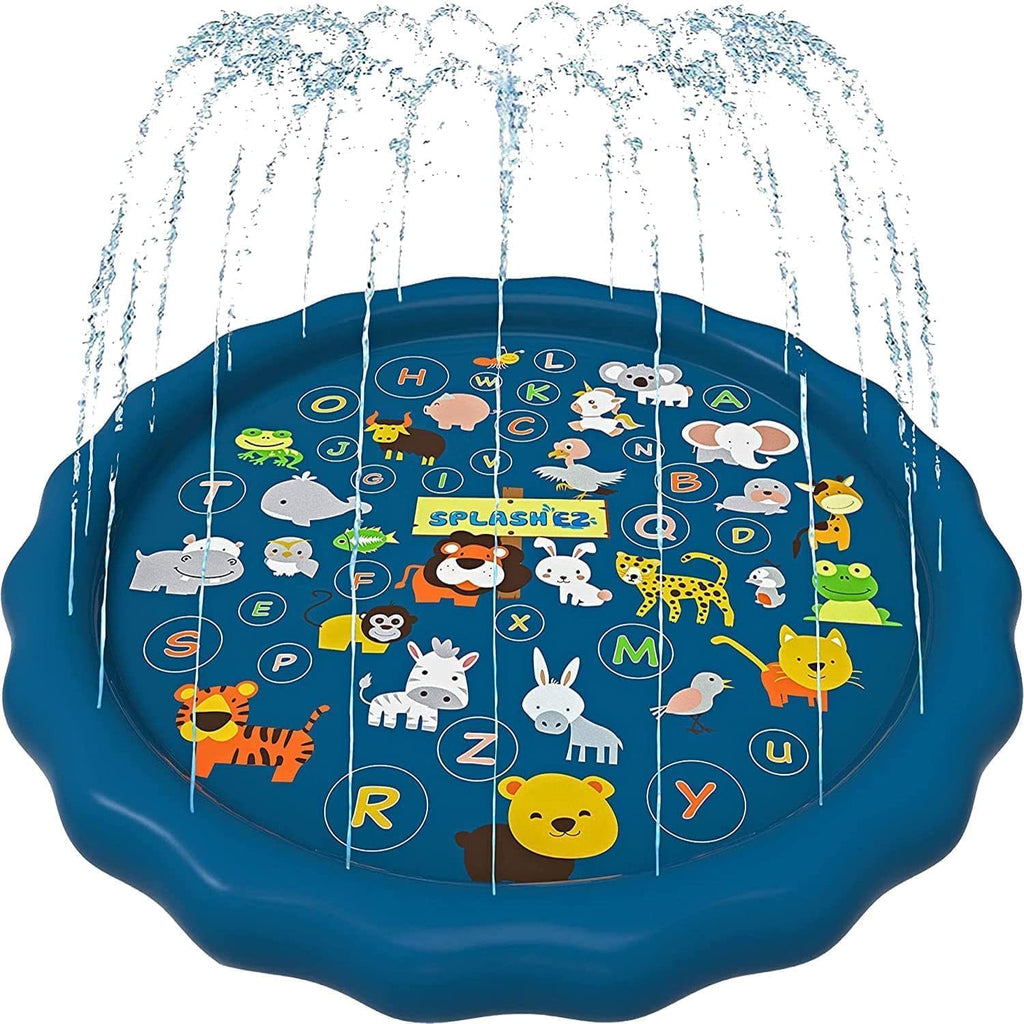 SplashEZ 3-in-1 Splash Pad, Sprinkler for Kids & Baby Pool for Learning ‰ÛÒ Toddler Sprinkler Pool, 60‰۪‰۪ Outside Water Toys ‰ÛÒ ‰ÛÏfrom A to Z‰۝ Outdoor Play Mat for Babies & Toddlers