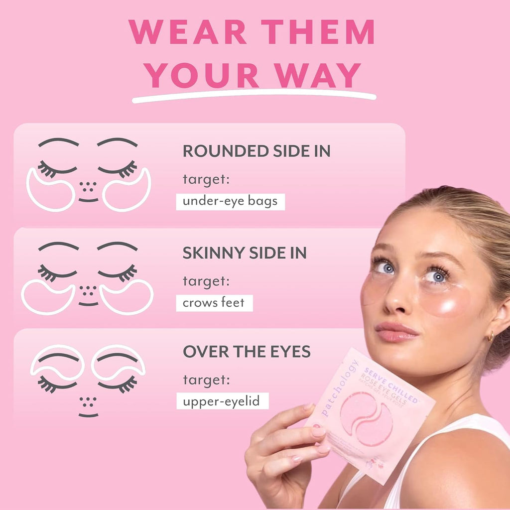 Patchology Serve Chilled Ros̩ Hydrating Under Eye Patches ‰ÛÒ Hyaluronic Acid & Antioxidant-Infused Eye Masks to Reduce Dark Circles, Puffiness & Fine Lines - Ideal Skincare Essentials (5 Pairs)