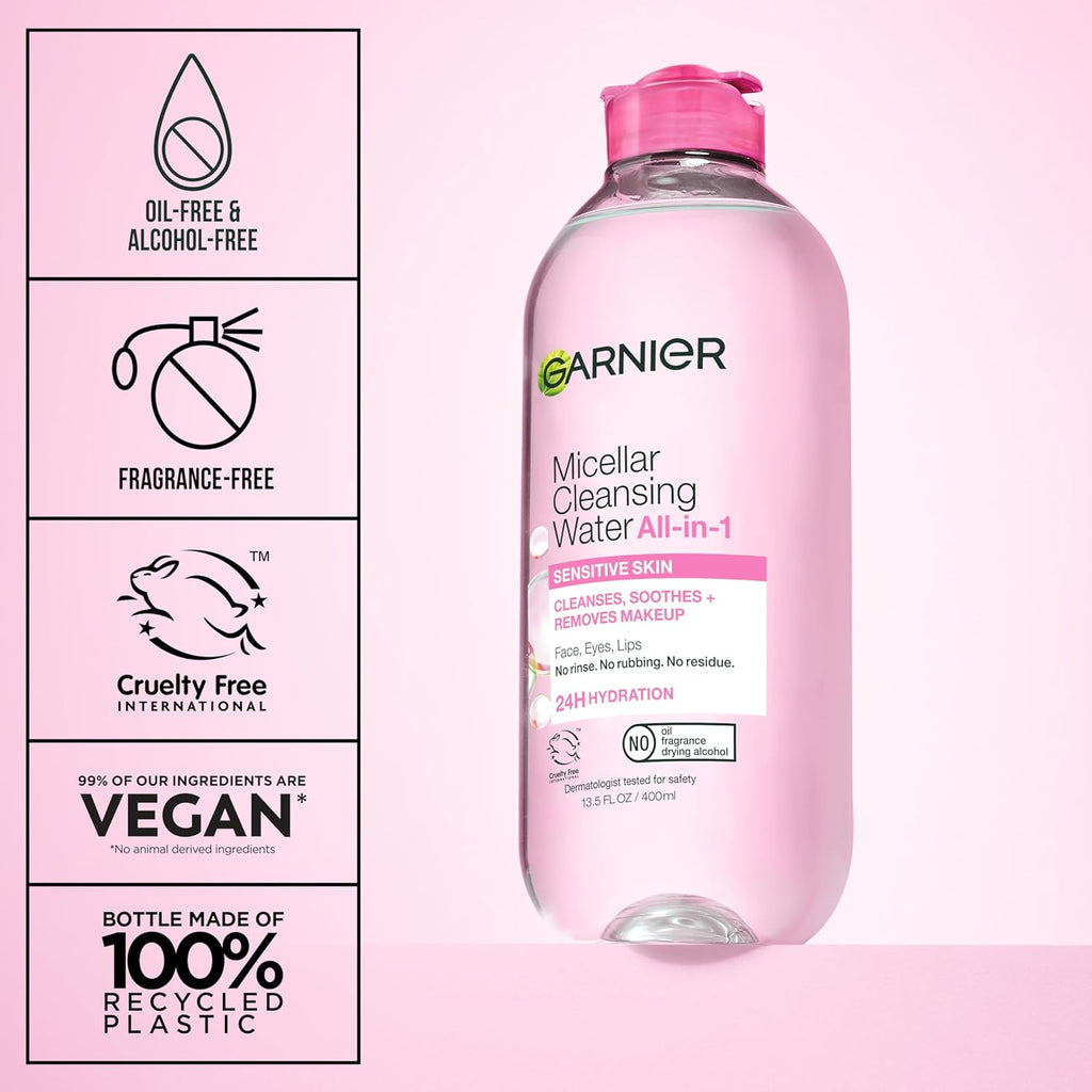 Garnier Micellar Water, Hydrating Facial Cleanser & Makeup Remover, Suitable