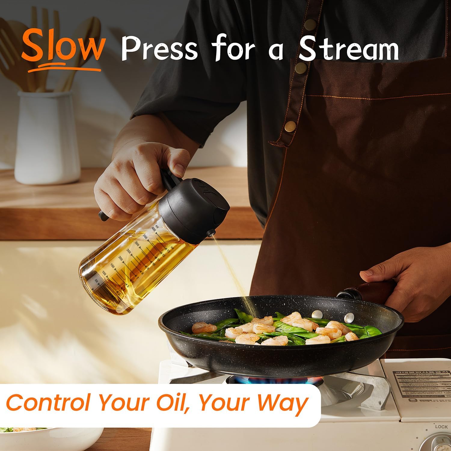 TrendPlain 16oz/470ml Glass Olive Oil Sprayer for Cooking ‰ÛÒ 2 in 1 Olive