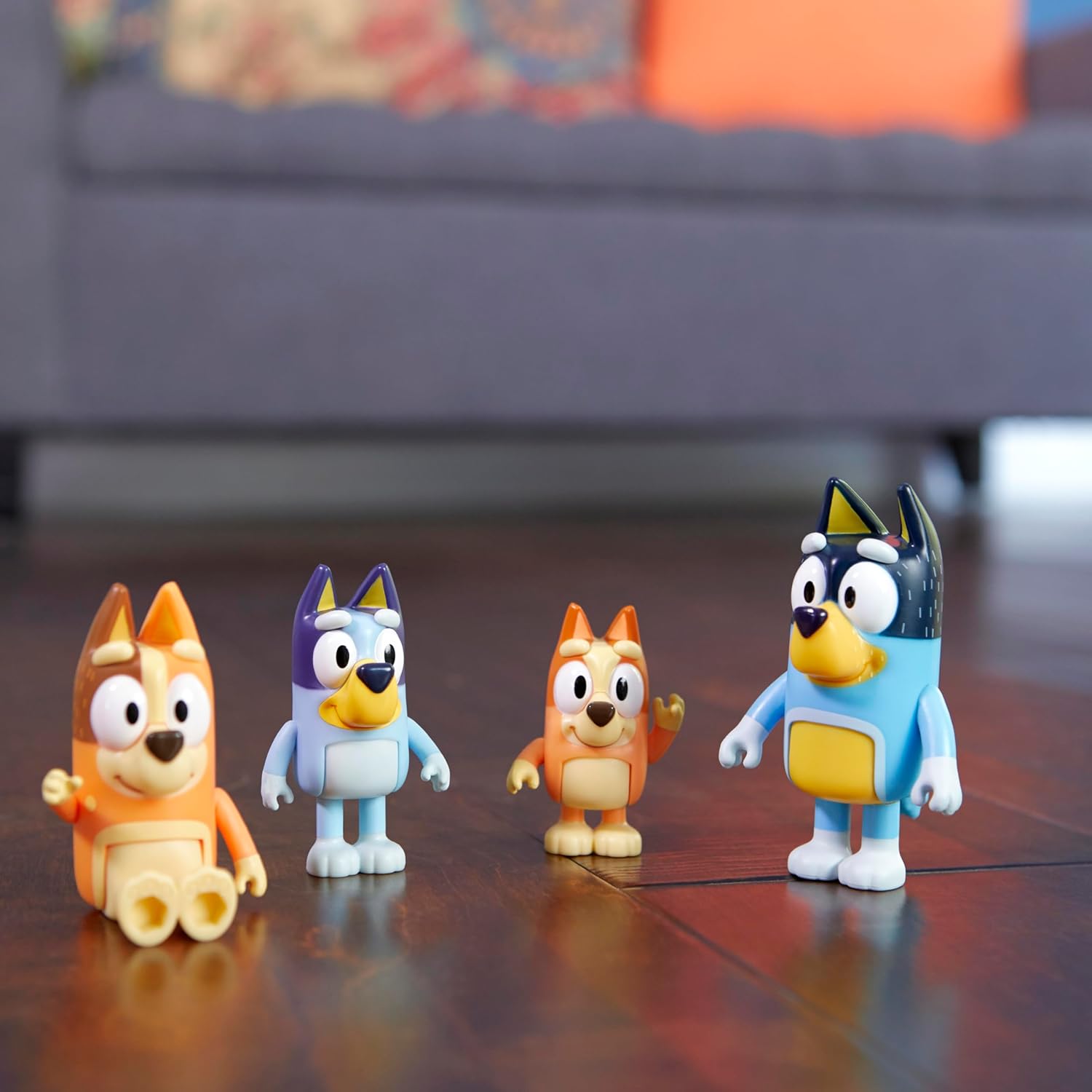 Bluey Family Figure Pack of 4, Robust Poseable Character Toys with Bingo