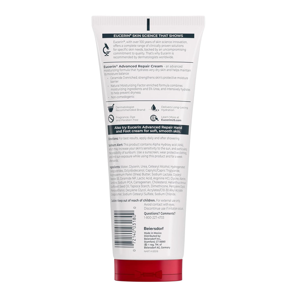 Eucerin Advanced Repair Body Cream for Very Dry Skin, Fragrance Free Daily