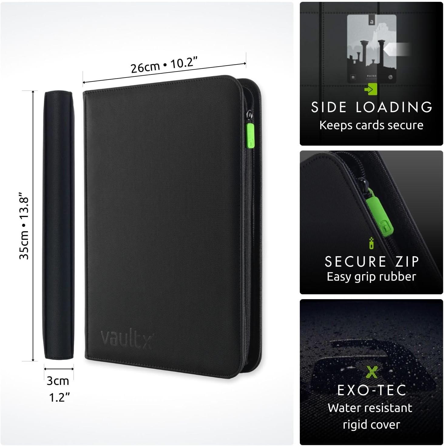 Vault X 9 Pocket Trading Card Zip Binder, 360 Cards, Premium Exo-Tec Album