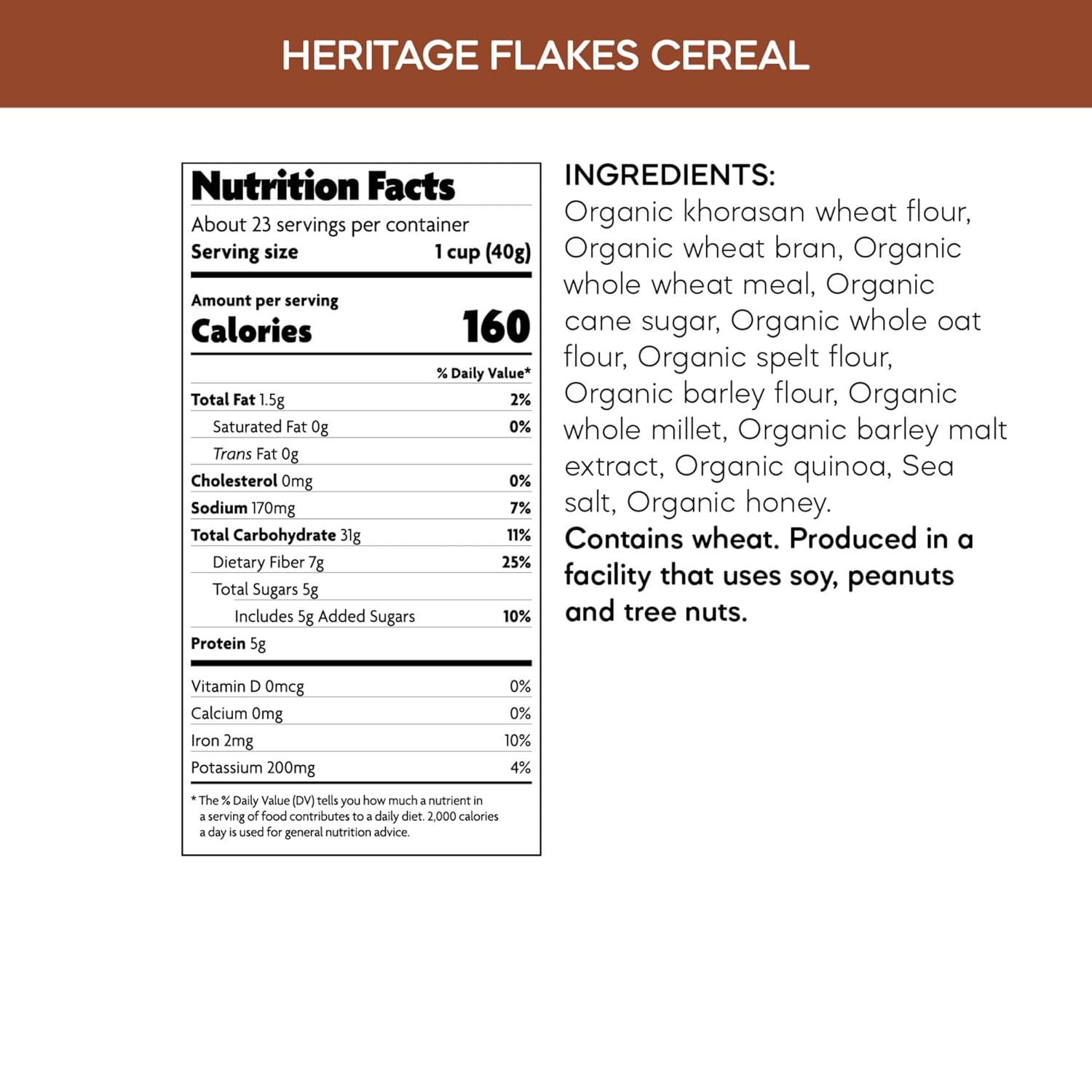 Nature's Path Organic Heritage Flakeså¨ Cereal, 33.5 oz (Pack of 1), Ancient Grains, 23g Whole Grains, Non-GMO