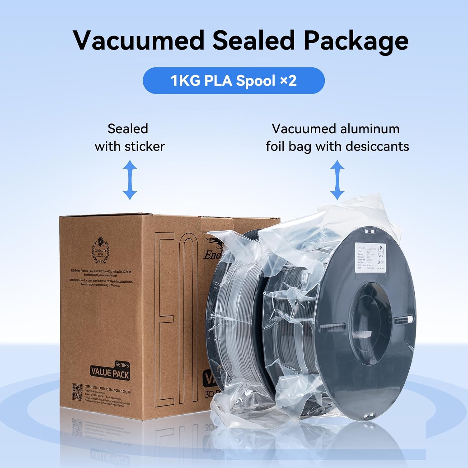 Creality 2kg Black & White PLA 1.75mm Filament Bundle for 3D Printing with