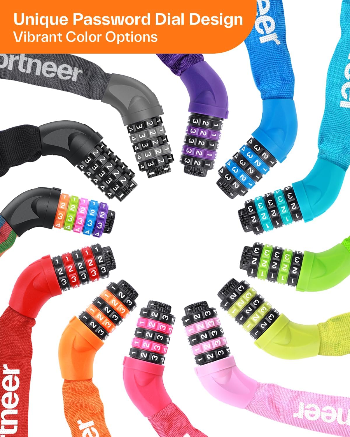 Sportneer Bike Lock: 5 Digit Combination High Security Anti Theft Bike Chain