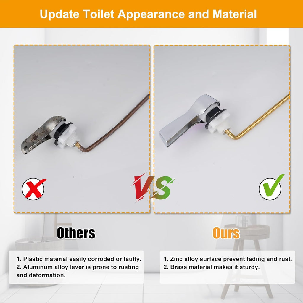 Hibbent Universal Metal Front Mount Toilet Handle Replacement Kit, Brass