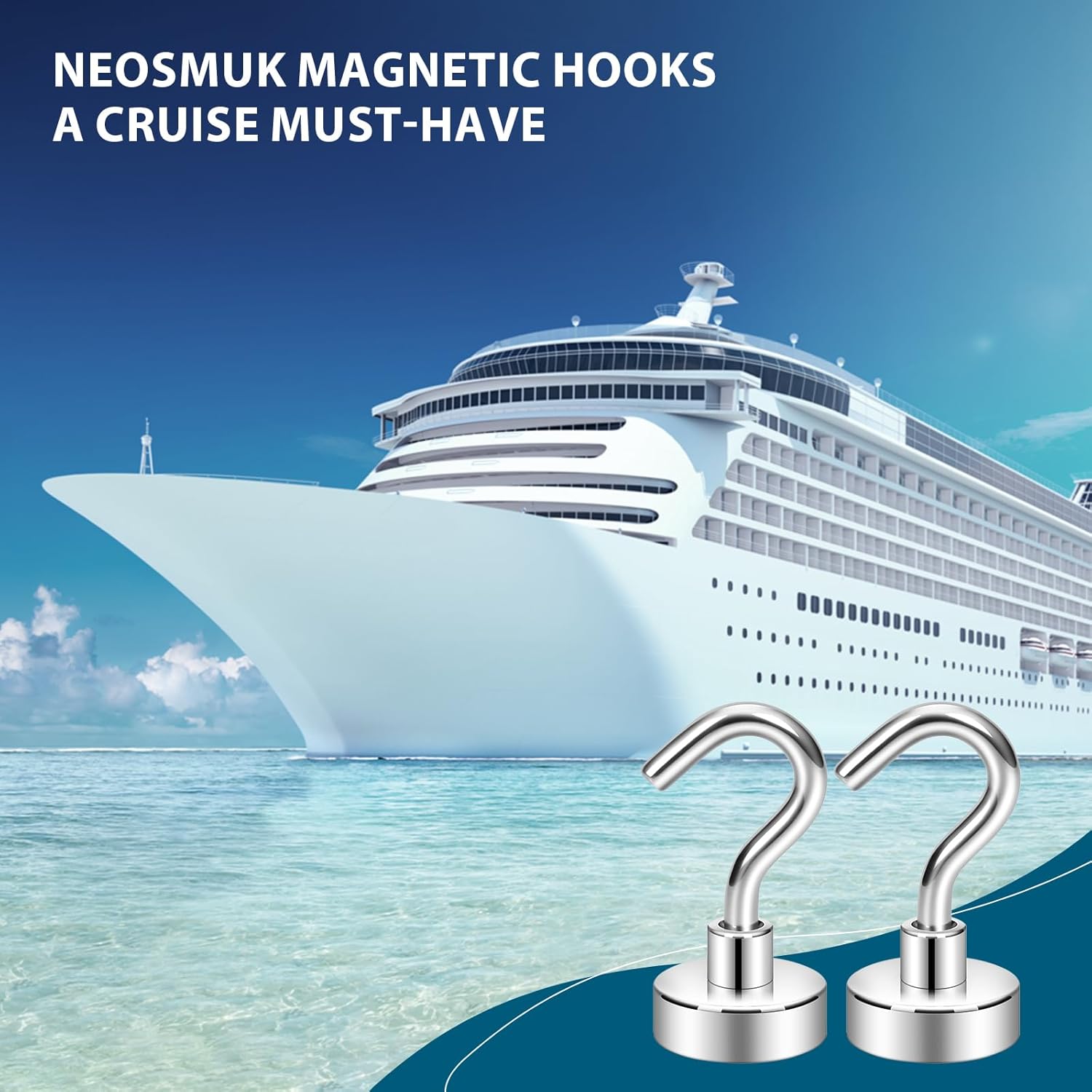 Neosmuk Magnetic Hooks, Heavy Duty 30lb+ Strong Magnet Hook for Cruise