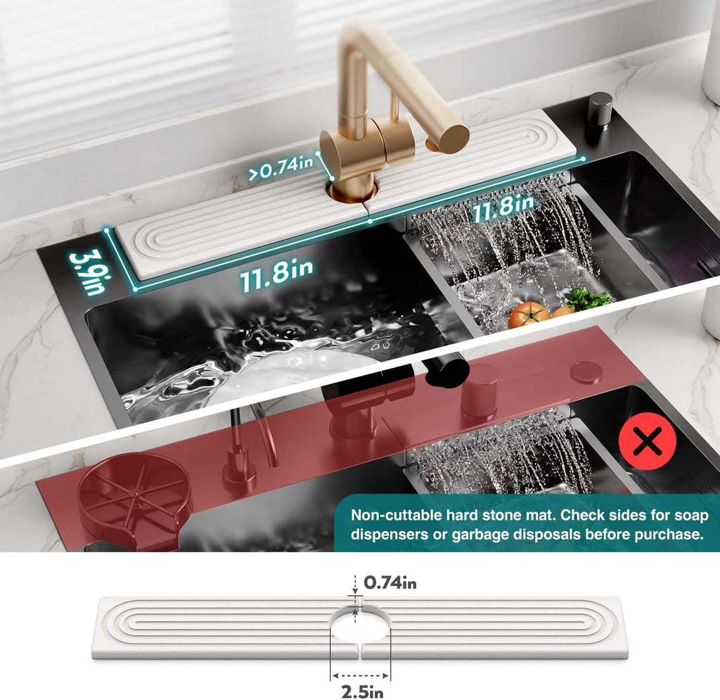 Eormoe Faucet Mat for Kitchen Sink ‰ÛÒ Diatomite Stone Drying Mat & Sink