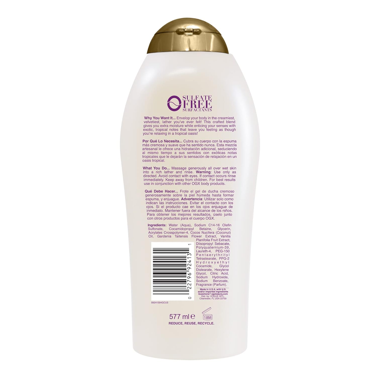 OGX Extra Creamy + Coconut Miracle Oil Ultra Moisture Body Wash, Rich Shower