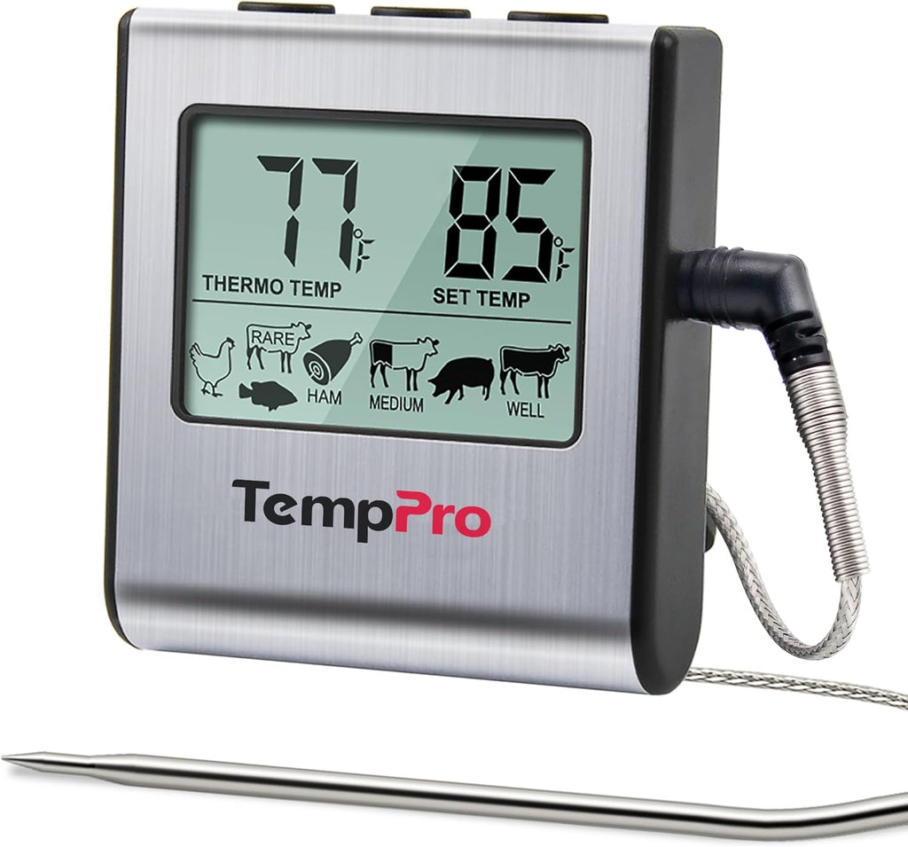 TempPro TP16 Large LCD Digital Cooking Food Meat Thermometer for Smoker Oven