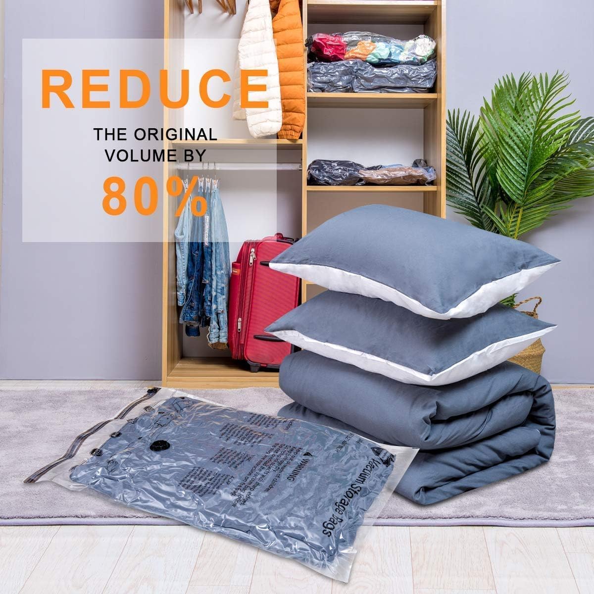GONGSHI Vacuum Storage Bags, Space Saver Seal Bags For Clothing, Travel