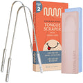 MasterMedi Tongue Scraper for Adults with Multicolor Travel Cases (2 Pack)