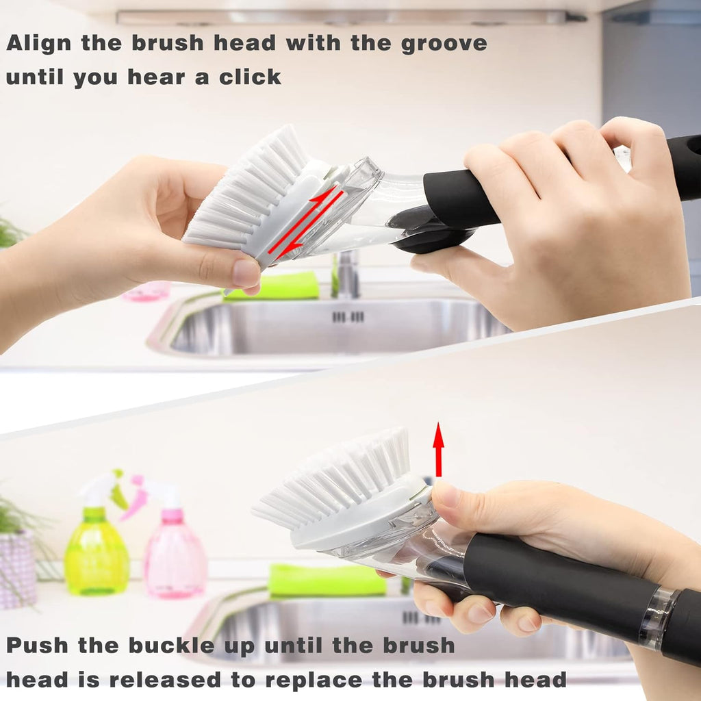 Brush Refills for OXO Dish Brush - 4 Pack Dish Brush Cleaning Soap Dispensing