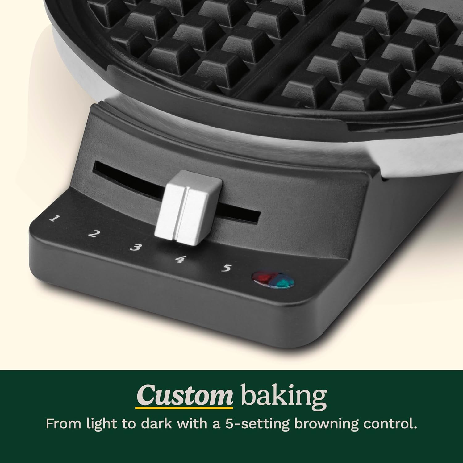 Cuisinart Waffle Maker, 1250W Round Classic Waffle Iron, 5-Setting Adjustable