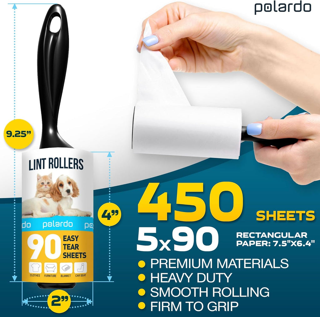 Lint Rollers for Pet Hair, White, Sticky Remover for Couch, Clothes