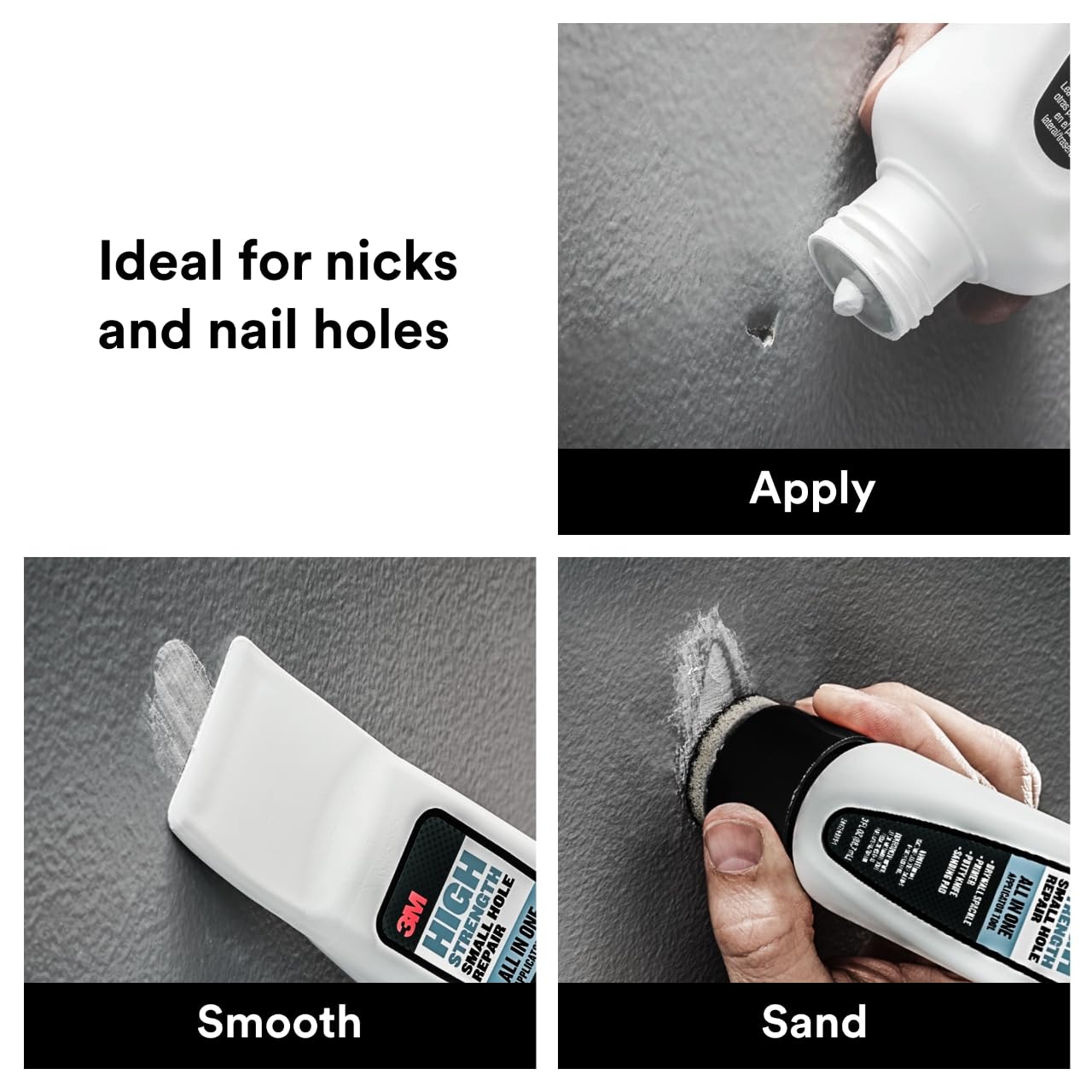 3M Small Hole Repair High Strength, All in One Applicator Tool, 1-Pack, Quick