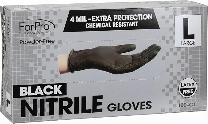 ForPro Disposable Nitrile Gloves, Chemical Resistant, Powder-Free