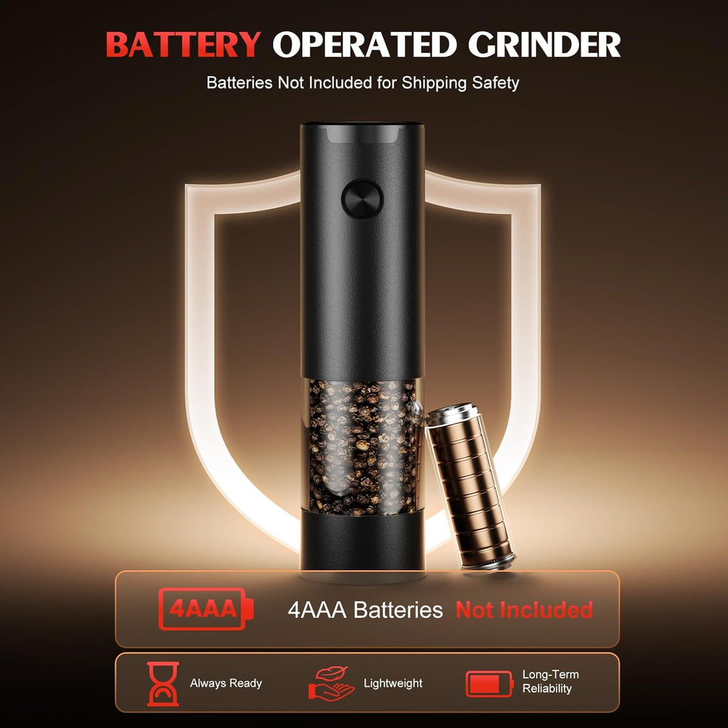 Electric Salt and Pepper Grinder Set Automatic Battery Pepper Mill Shakers Adjustable Coarseness Upgraded Larger Capacity with Led Home and Kitchen Appliances Birthday Gifts for Women Mom