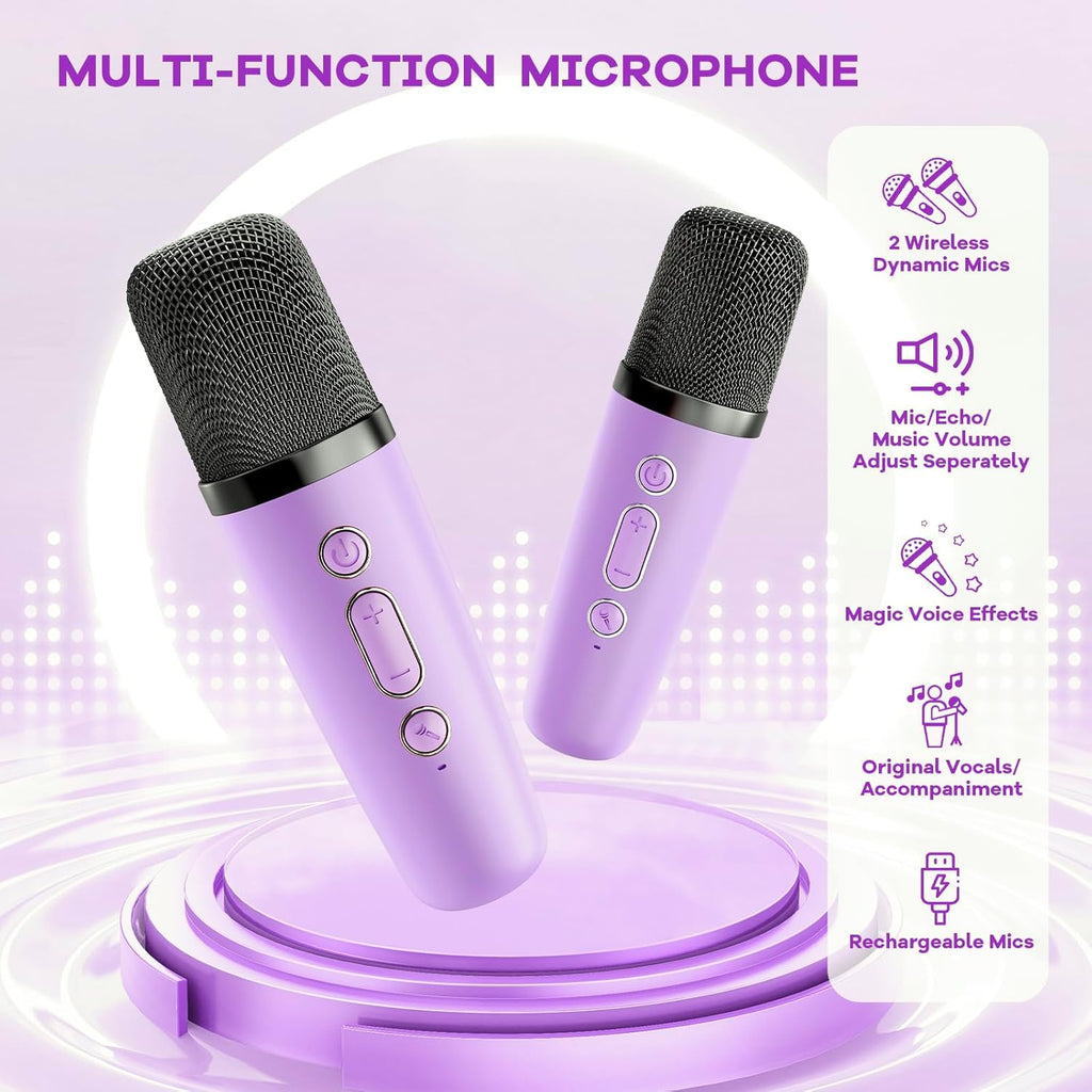 YLL Karaoke Machine for Kids, Portable Mini Speaker with 2 Wireless