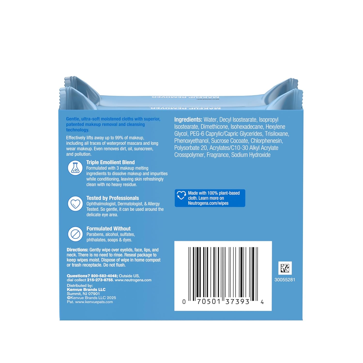 Neutrogena Makeup Remover Wipes Micellar Alcohol-Free Face Towelettes Remove