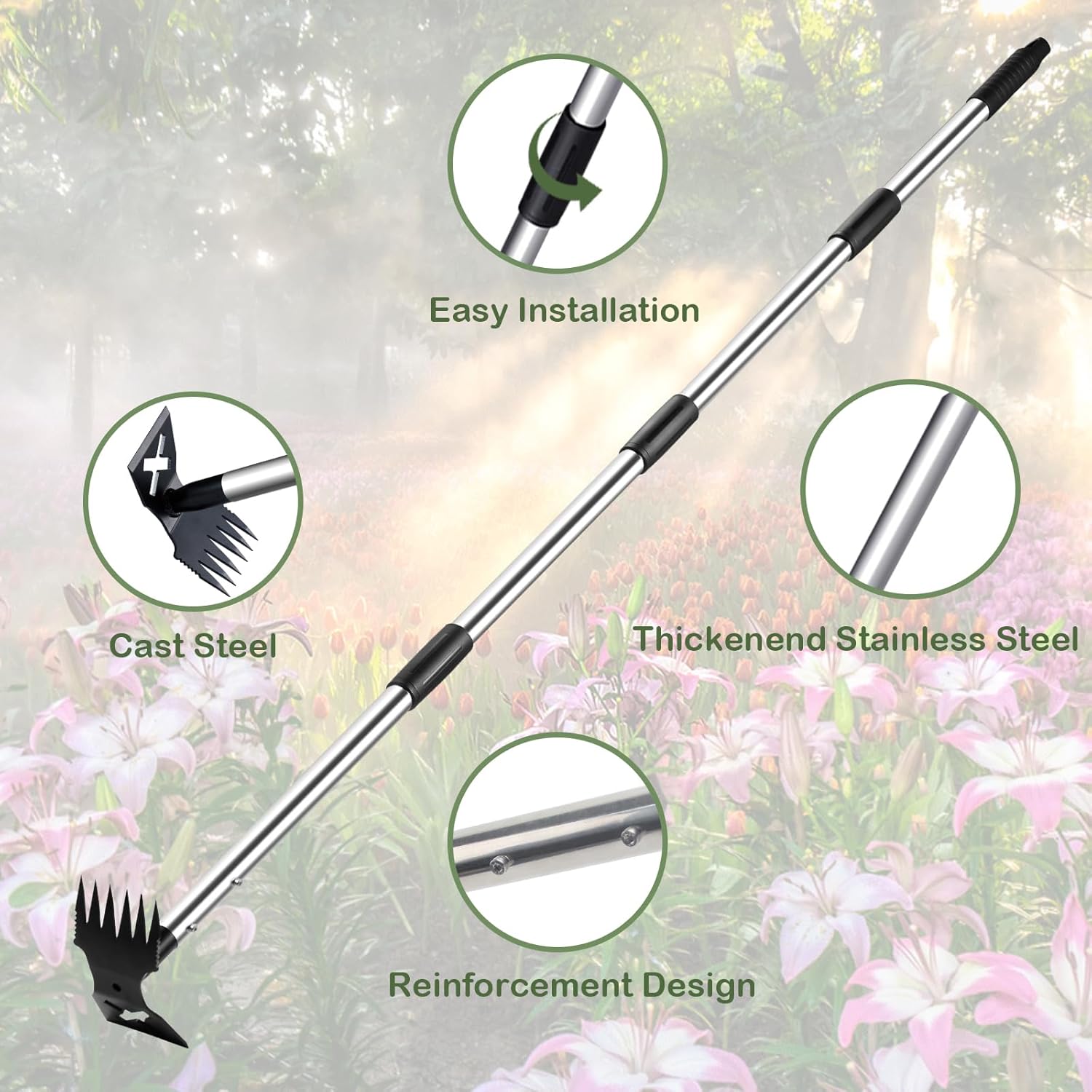 NICOFPHY Weed Puller Tool with Long Handle - 60" Manual Weeder Remover Tool