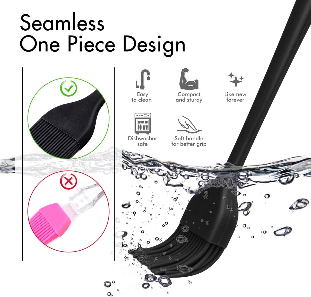 HOTEC 600‰ãä Heat Resistasnt Basting Brushes, BPA Free Silicone Pastry Brush, Spread Oil Butter Sauce Marinades for BBQ Grill Barbecue Baking Kitchen Cooking Dishwasher Safe (Black 2)