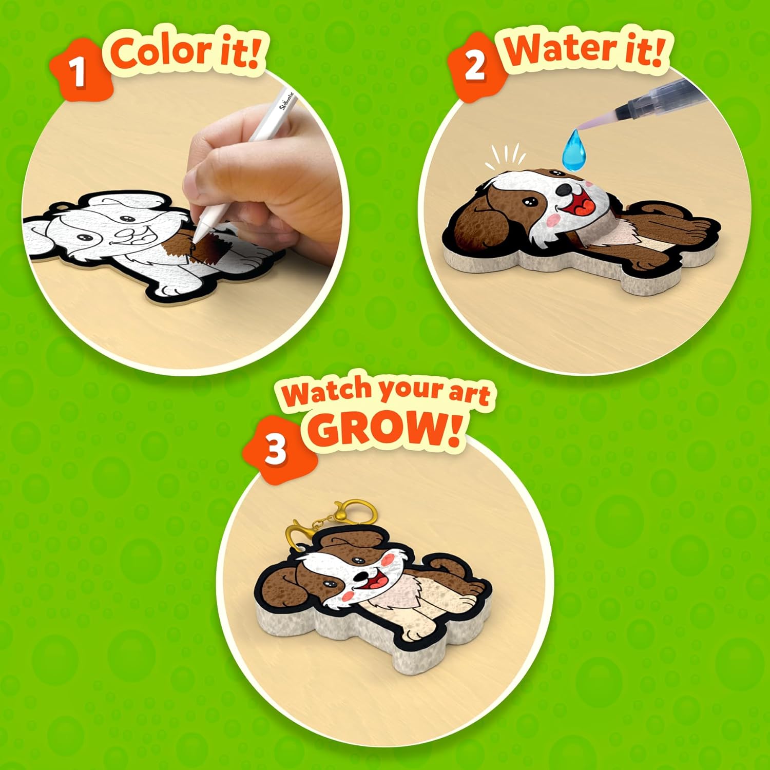 Skillmatics Aqua Puffs - 3D Art Kit, Animals, Mess-Free Paint by Number Craft