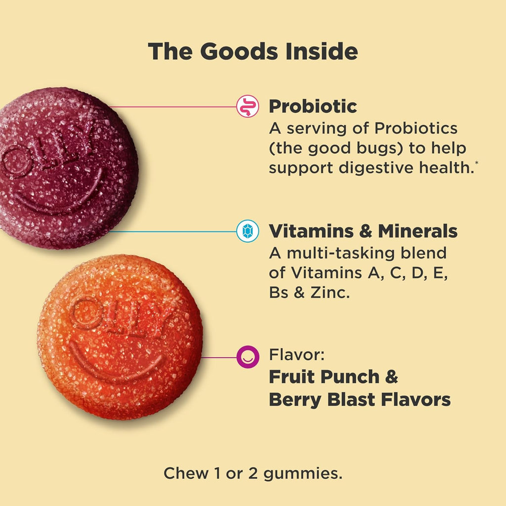 OLLY Kids Multivitamin & Probiotic Gummy, Digestive Support, Vitamins A, D