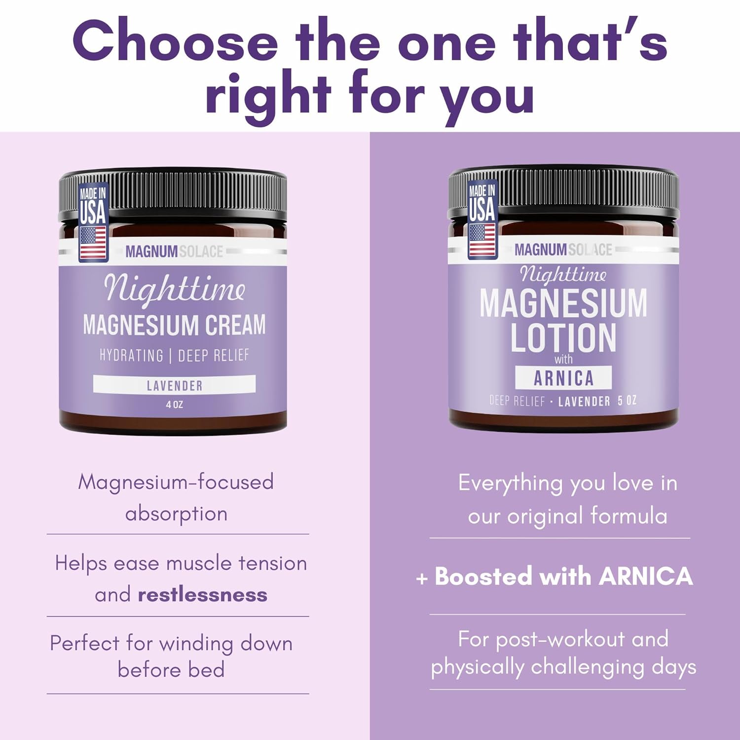 Magnum Solace Nighttime Magnesium Lotion with Arnica ‰ÛÒ Highly Concentrated